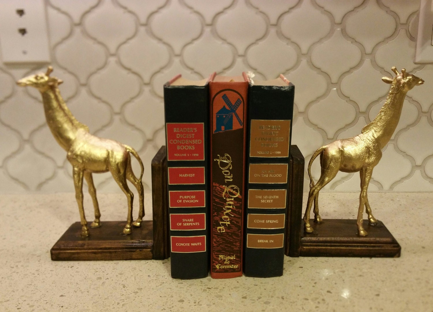 Gold Colored Giraffe Bookends