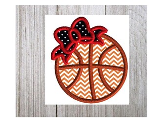 Basketball Embroidery Design, Basketball Applique with Bow, Machine Embroidery Design, Basketball Applique, 3 Sizes, No Fonts Included