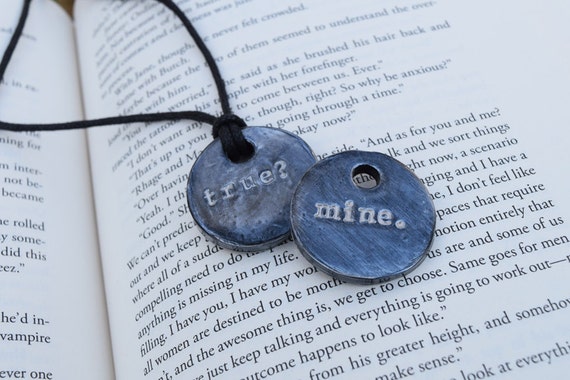 Polymer "true?" or "mine." Pendant Necklace