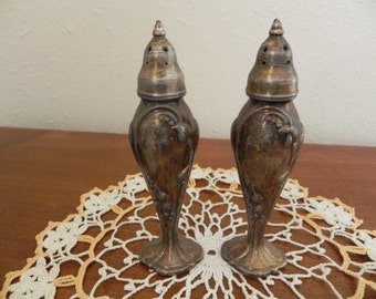 Vintage Stanley Home Silverplate Salt and Pepper Shakers with a Very Nice Patina.