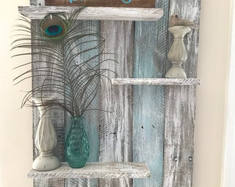 Pallet wall shelf, rustic decor, wall shelf, pallet wall shelves, home decor, bedroom decor, bathroom decor