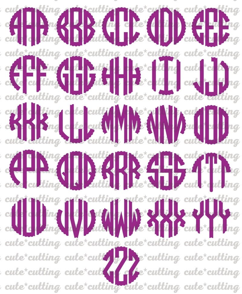 Download Scalloped Circle Monogram Font svg Initials svg Letters