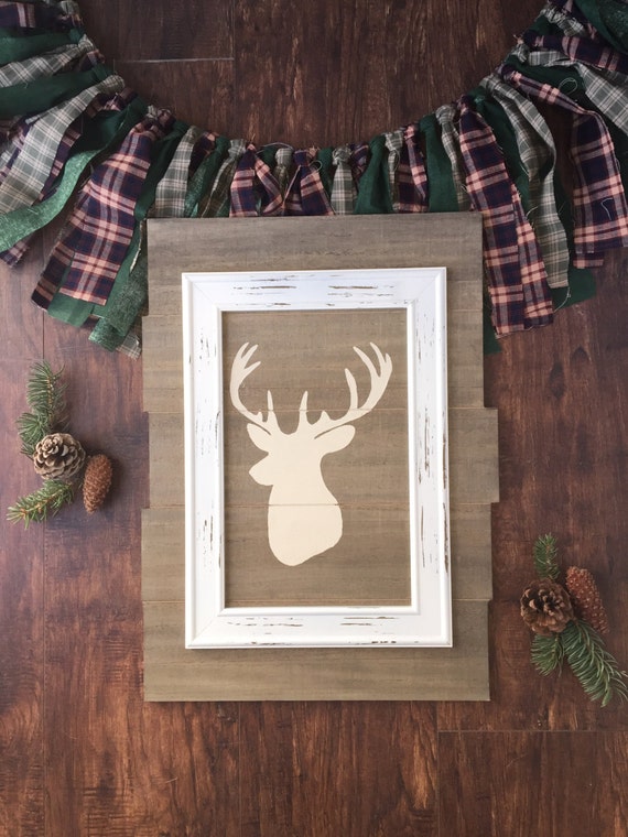 Deer Silhouette Wall Decor wood deer picture cabin gifts