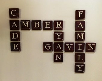 3.5" x 3.5" SCRABBLE WALL LETTER, wood letters, scrabble wall tiles scrabble tiles, wall gallery, sign, farmhouse decoration expresso rustic