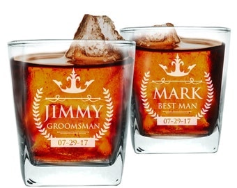 Groomsmen Whiskey Glasses, Groomsmen Gift, Gift Ideas for Groomsmen, Personalized Whiskey Glasses for Wedding, Groomsman Whiskey Gift