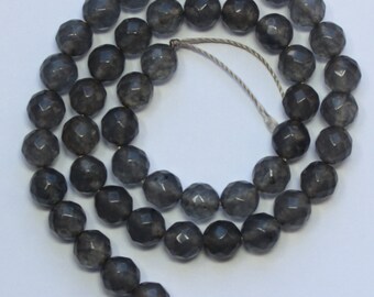 8mm Gray Beads Grey Agate Faceted Rounds 15 inch Strand 45 Beads
