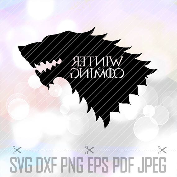 Download SVG DXF Game of thrones Winter is coming Vector Cut Files Dire Wolf Stark Silhouette Studio ...