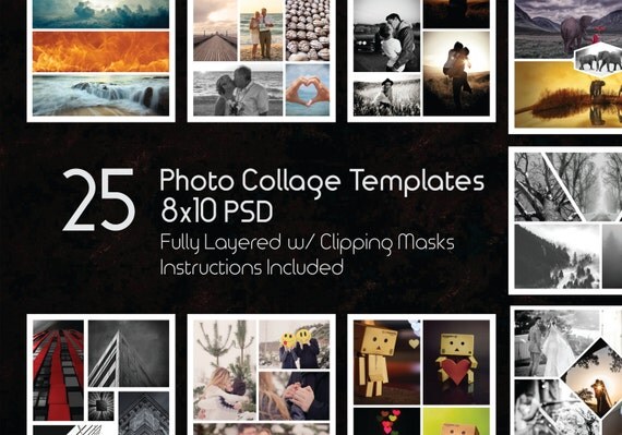 8x10 Photo Collage Templates Pack 25 Psd Templates Photoshop Collage Templates Scrapbook 8x10 Photoshop Template