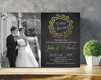 Anniversary invitations, 50th Anniversary Invitations, 50th anniversary invites, Photo, Fiftieth Anniversary 20th 30th 40th 60th anniversary