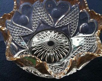 Antique cut glass gold trimmed bowl