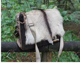 Large messenger bag - leather/goatskin, Upcycling