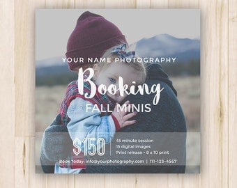 Booking Ad - Fall Mini Sessions - Photoshop Template *INSTANT DOWNLOAD*