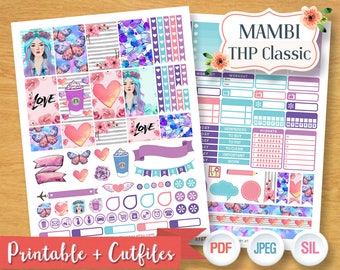 Purple Dreamy Girl Weekly Planner Stickers Digital Planner Kit Sticker Planner Girl Pastel Weekly Set Planner Mambi Happy Planner Classic