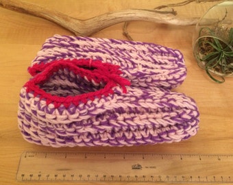 Raspberry hand crochet slipper booties home slippers