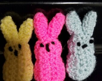 5 Bunnies. Crocheted 5 different colors.