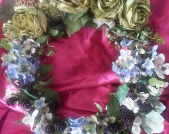 Black Berries and Roses Wreath