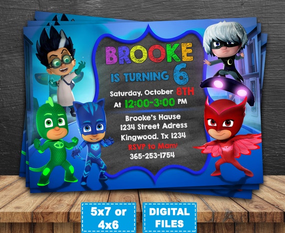 Pj masks invitation pj masks birthday invitation pj masks