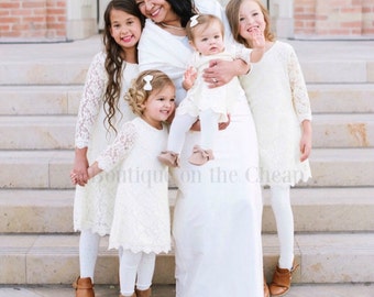 Ivory Lace Dress for Toddler or Little Girls Rustic Vintage Flower Girl Dress