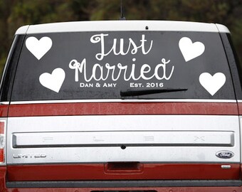 Just Married Car Decal - Just Married Car Sign - Wedding Car Decoration - Custom Just Married Sign - Just Married Sticker - Wedding Limo
