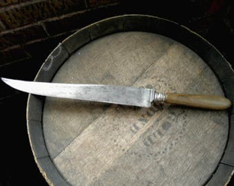Vintage Chefs Knife, French Cutlery, James Dixon 1800s, Antique Cooks Knife, Old Kitchen Knife, Primitive Butcher Knife, Hand Forged Knife