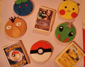 12 Fondant Pokemon Cupcake Toppers