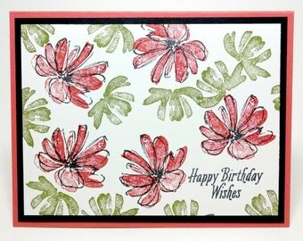 Stampin Up Birthday Card, Handmade Card, Stampin Up Card, Red Flowers, Handmade Birthday Card, Greeting Card