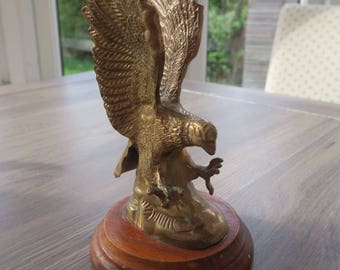 Solid vintage brass eagle statue figurine