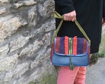 Ethnic hippie leather leather handbag