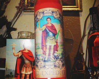 Dressed and loaded St. Expedite 7 day Candle- Hoodoo, Hoodoo candle, Conjure, rootwork, dressed candles, 7 day candle, St. Expedite