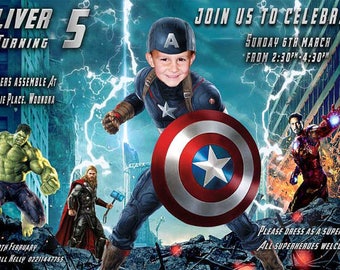 Captain America Invitation, Captain American Birthday Invitation, Birthday Invitation Cards, Captain America Printable, boys Birthday