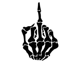 Skull Middle Finger Flip Off Graphics SVG Dxf EPS Png Cdr Ai Pdf Vector Art Clipart instant download Digital Cut Print File Cricut
