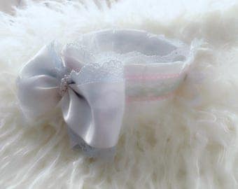 DDLG/DDLB/BDSM/Kitten Play Collar/Choker; Pearls, Bows, Ribbons, and Bell; Daddy's Girl, Daddy's Boy, Kink, Pet Play Collar