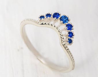 Art deco ring, Victorian ring, Sapphire ring, Gemstone ring, Anniversary ring, Blue stone ring, Silver sapphire ring, Blue sapphire ring
