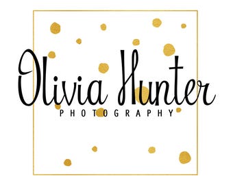 Gold foil logo design, photography logo design, premade square logo, shop branding template, gold foil square, script logo, instant download