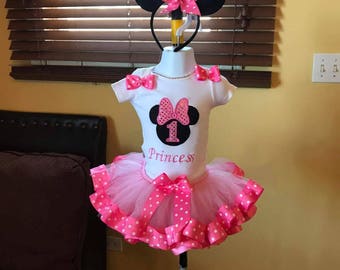 Minnie mouse tutu set, Minnie mouse birthday outfit, first birthday outfit, Minnie mouse tutu dress, personalized outfit