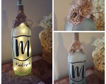 Rustic Floral Wine Bottle Light