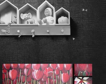 Floral painting triptych, Tulip
