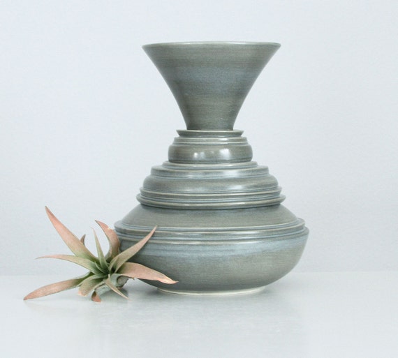 Architectural Ceramic Vase Grey Modern Industrial Vase No. 20