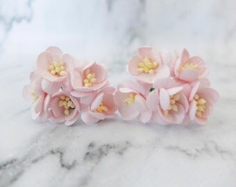10 1" milky pink paper cherry blossom - paper flowers - mulberry paper cherry blossom