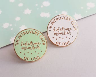 Introvert enamel pin, pin badge, funny pin, hard enamel badge, gift for friend, UK shop
