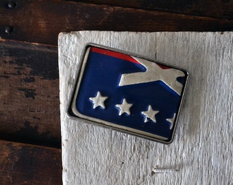 Michigan License Plate Belt Buckle - MI 76 License Plate - Patriotic - Red, White & Blue Belt Buckle