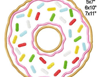 Donut with Sprinkles Sweets Machine Applique Embroidery Design Pattern 4x4 5x7 6x10 7x11 INSTANT DOWNLOAD