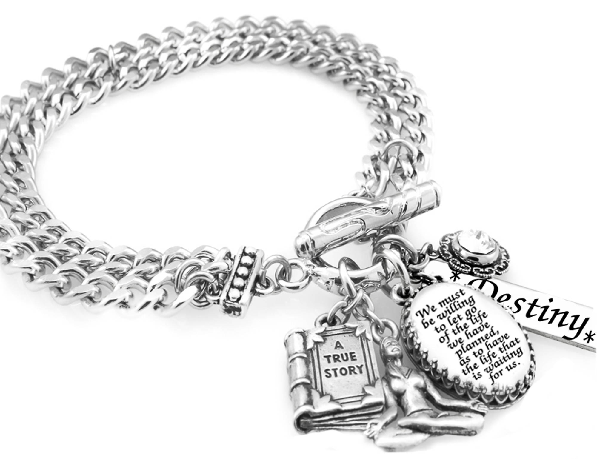 Silver Personalized Quote Bracelet Inspirational Charm