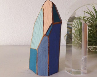 Modern Wooden Crystal Sculpture Small Unique Art Office Art