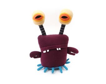 Stuffed Monster "Reno Space Crab" Cotton Monster Recycled OOAK Plush