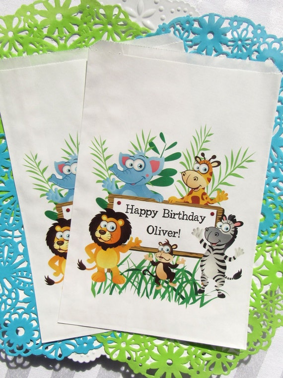 Zoo Favor Bags | Zoo Birthday Party | Zoo Candy Bags | Zoo Goodie Bags | Birthday Treat Bags | Zoo Birthday Favors | Kids Favor Bags Il_570xn