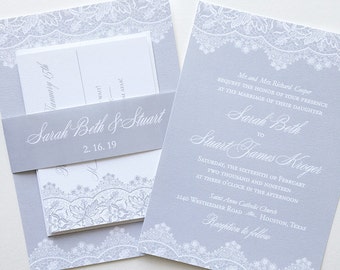Lace Wedding Invitation - Vintage Wedding Invite