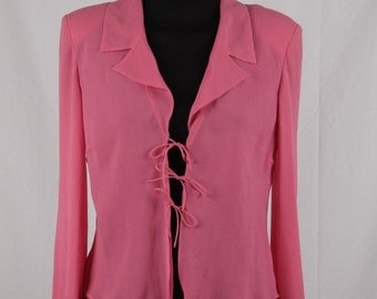GIORGIO GRATI Vintage Pink Silk BLOUSE Shirt lace up front size 42