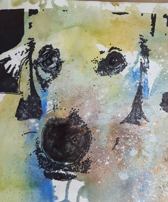 Golden retriever dog painting abstract dog dog art