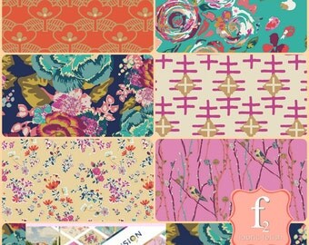 Boho Fusions 6 Six Piece Fabric Bundle - Maureen Cracknell April Rhodes Katy Jones Bari J - Art Gallery Fabric AGF